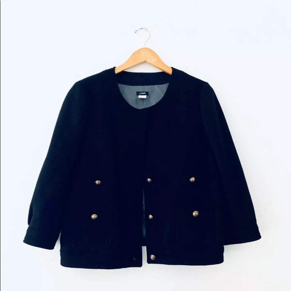 Jcrew 3/4 Sleeve Black Jacket w/ gold buttons